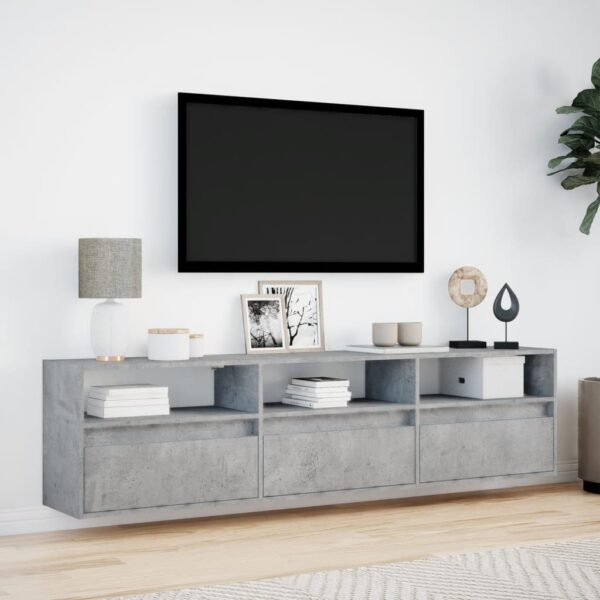 Móvel de parede p/ TV c/ luzes LED 180x31x45 cm cinza cimento - Image 3
