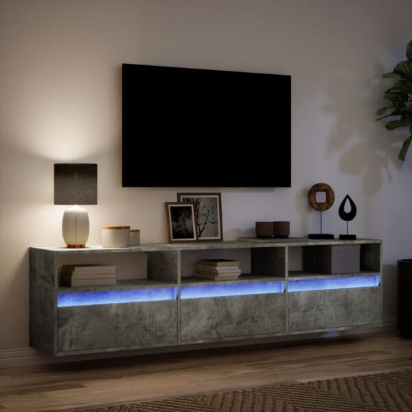Móvel de parede p/ TV c/ luzes LED 180x31x45 cm cinza cimento - Image 4