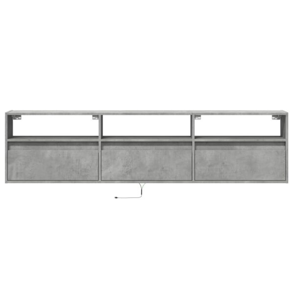 Móvel de parede p/ TV c/ luzes LED 180x31x45 cm cinza cimento - Image 5