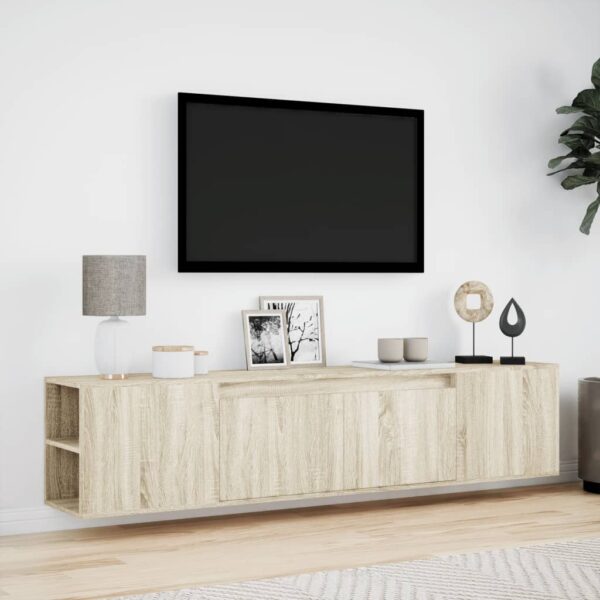 Móvel de parede p/ TV luzes LED 180x31x39,5 cm carvalho sonoma - Image 3