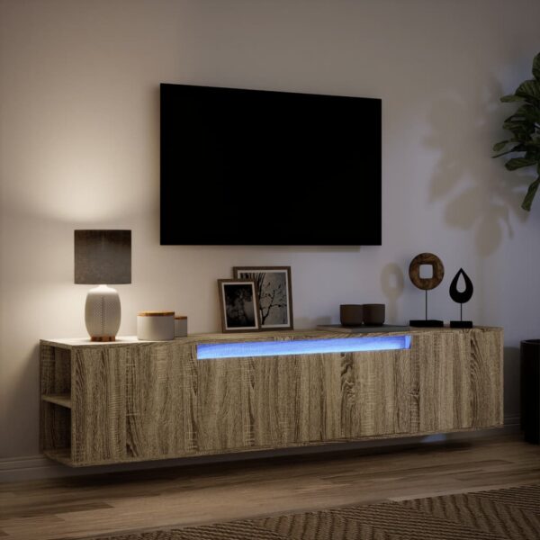Móvel de parede p/ TV luzes LED 180x31x39,5 cm carvalho sonoma - Image 4
