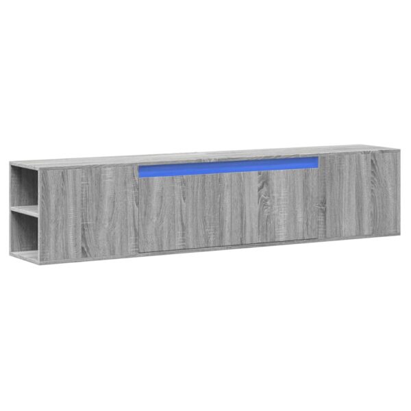 Móvel de parede p/ TV luzes LED 180x31x39,5 cm cinzento sonoma - Image 2