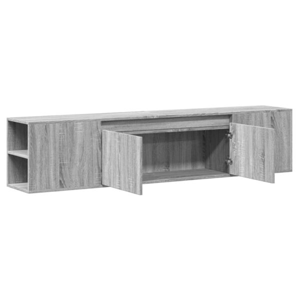 Móvel de parede p/ TV luzes LED 180x31x39,5 cm cinzento sonoma - Image 8