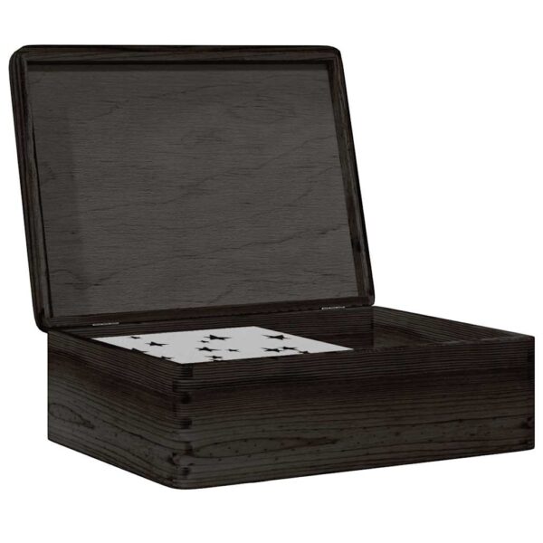 Caixa de madeira tampa preta 40x30x13 cm pinho madeira maciça