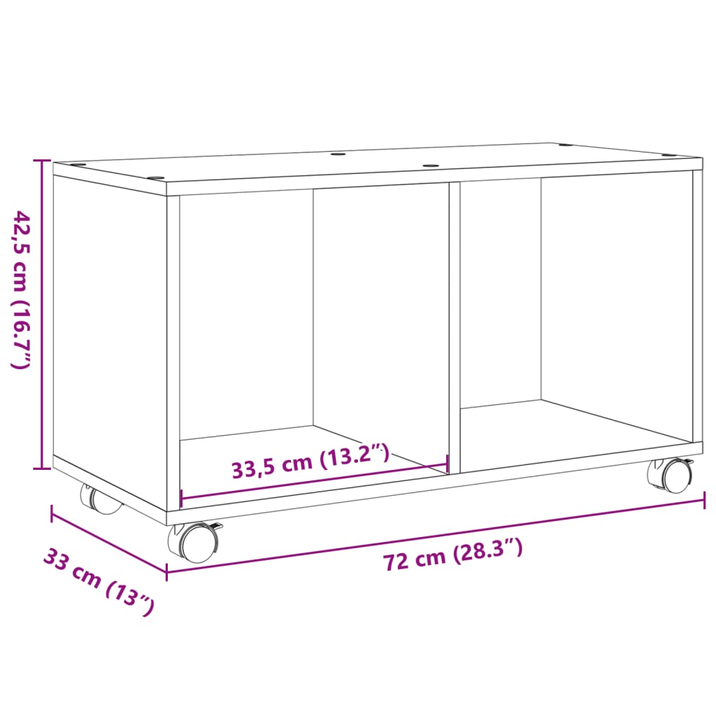 Móvel c/ rodas 72x33x42,5 cm derivados madeira cinzento cimento - Image 9