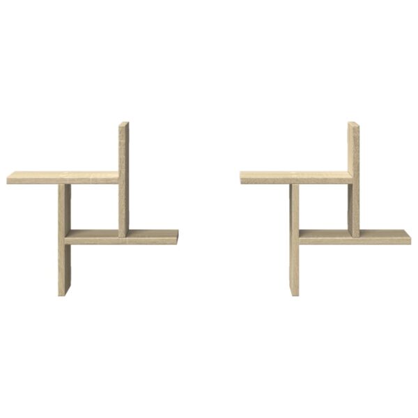 Prateleiras de parede 2 pcs derivados madeira carvalho sonoma - Image 3