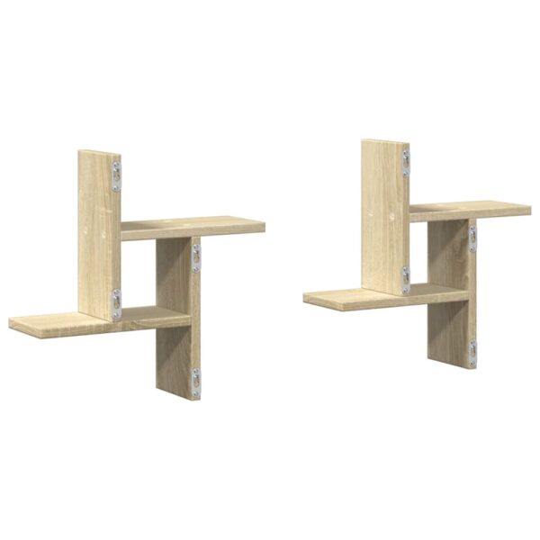 Prateleiras de parede 2 pcs derivados madeira carvalho sonoma - Image 5
