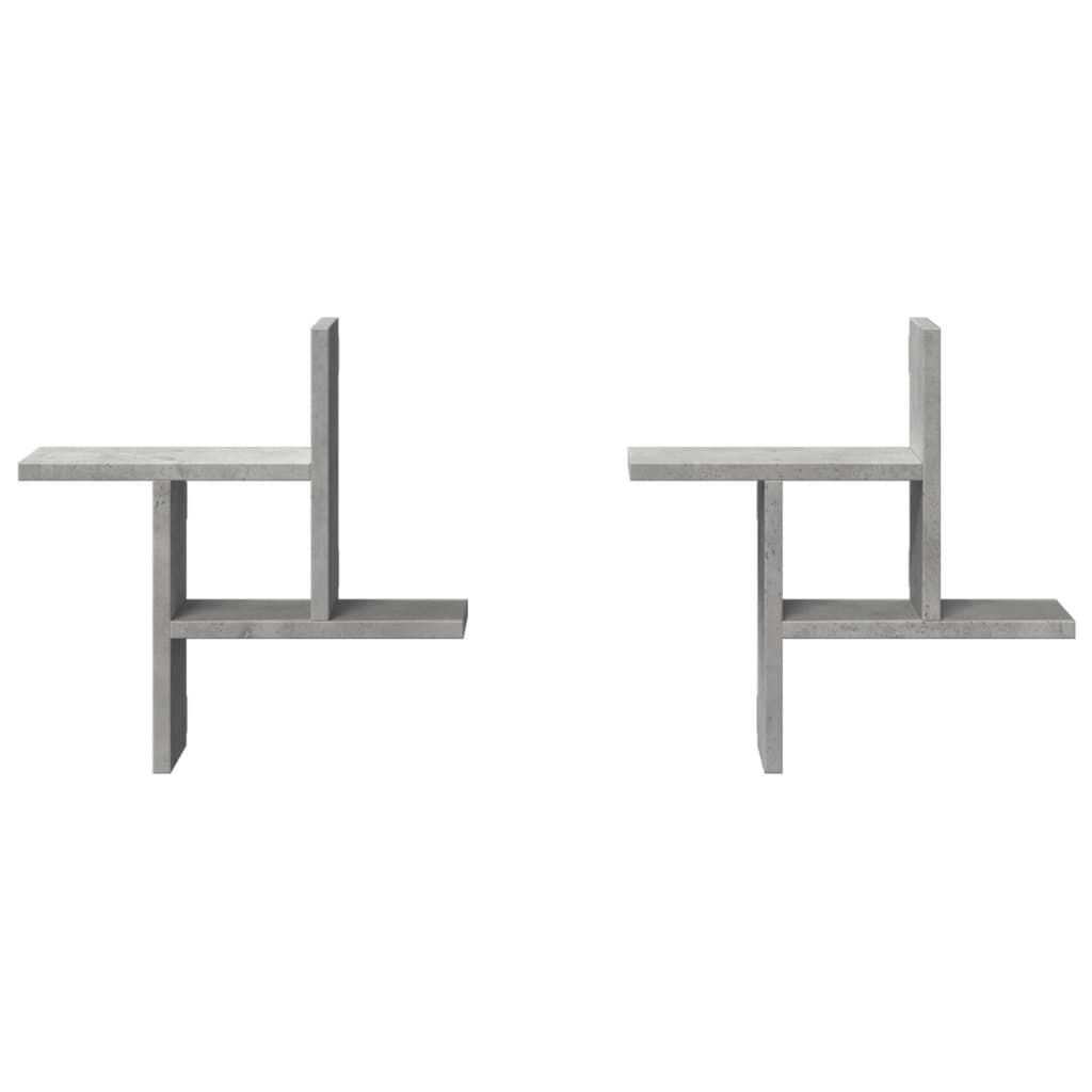 Prateleiras de parede 2 pcs derivados de madeira cinza cimento - Image 3
