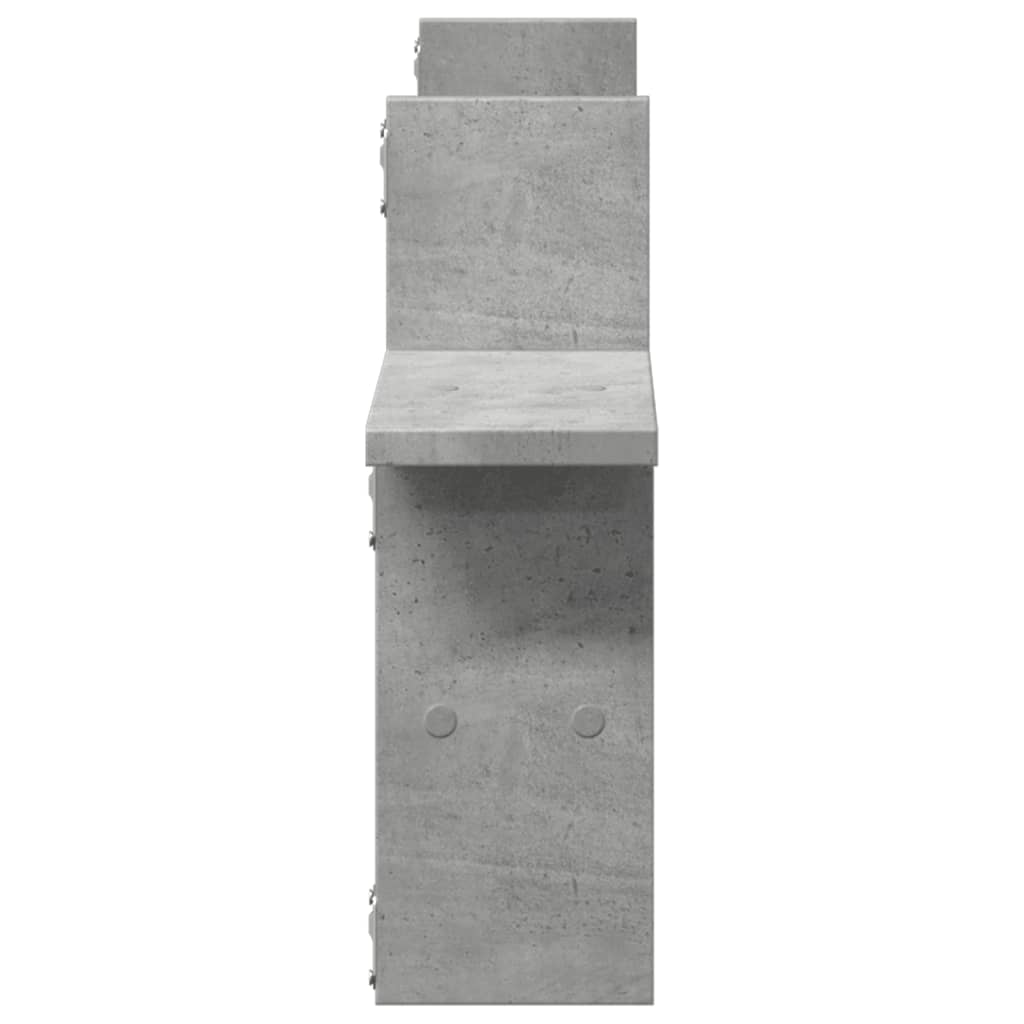 Prateleiras de parede 2 pcs derivados de madeira cinza cimento - Image 4