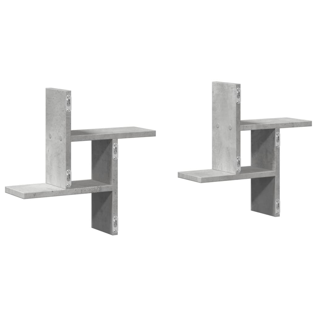 Prateleiras de parede 2 pcs derivados de madeira cinza cimento - Image 5