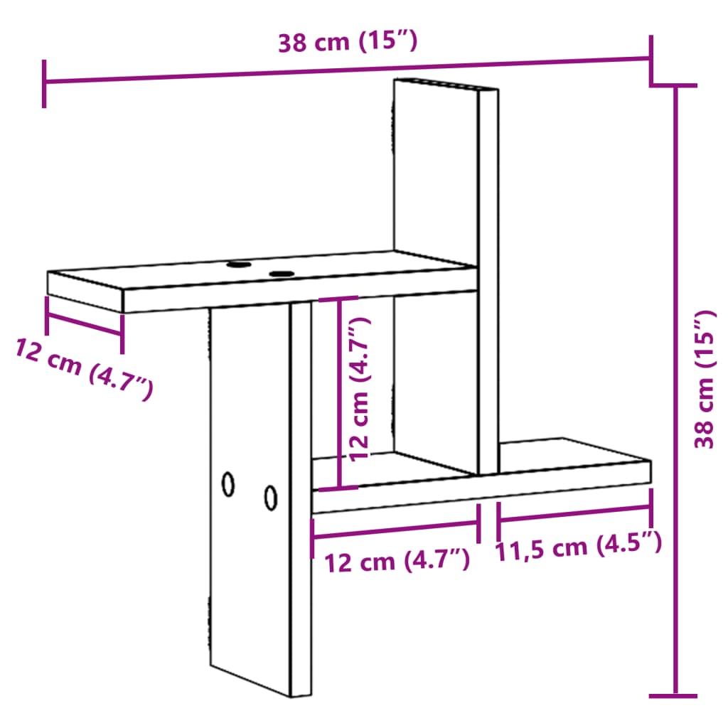 Prateleiras de parede 2 pcs derivados de madeira cinza cimento - Image 10