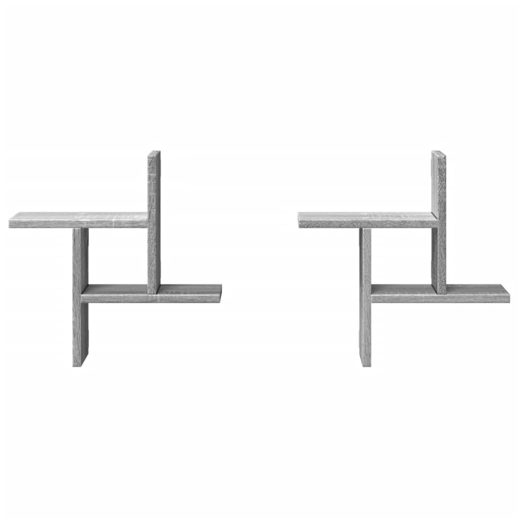 Prateleiras de parede 2 pcs derivados madeira cinzento sonoma - Image 3