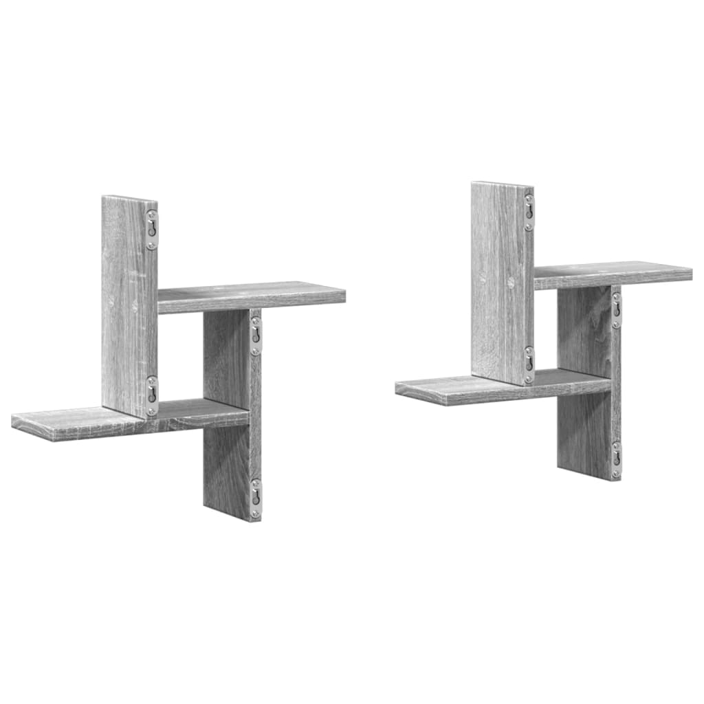 Prateleiras de parede 2 pcs derivados madeira cinzento sonoma - Image 5