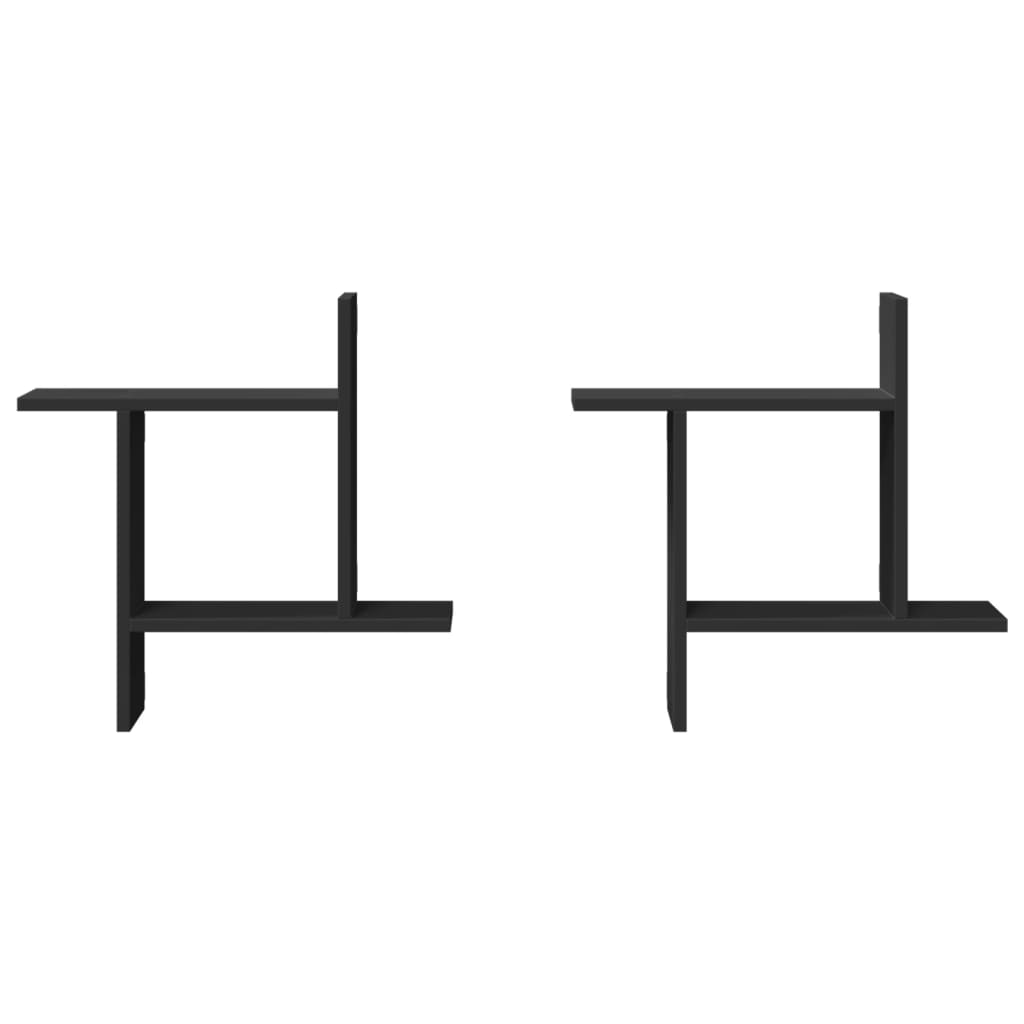 Prateleiras de parede 2 pcs 50x12x50 cm derivados madeira preto - Image 3