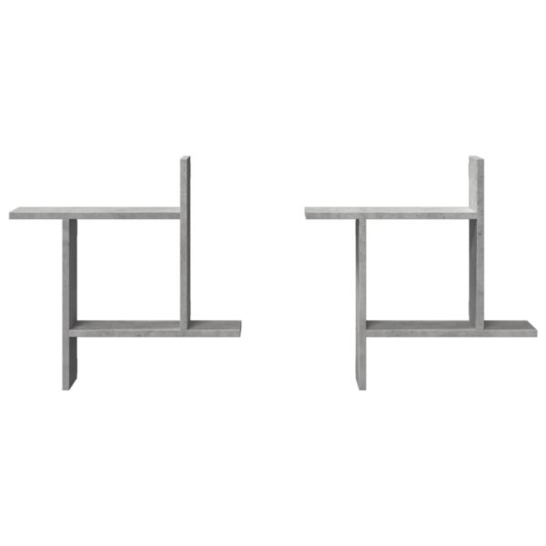 Prateleiras de parede 2 pcs derivados de madeira cinza cimento - Image 3