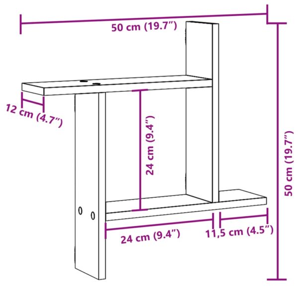 Prateleiras de parede 2 pcs derivados de madeira cinza cimento - Image 10