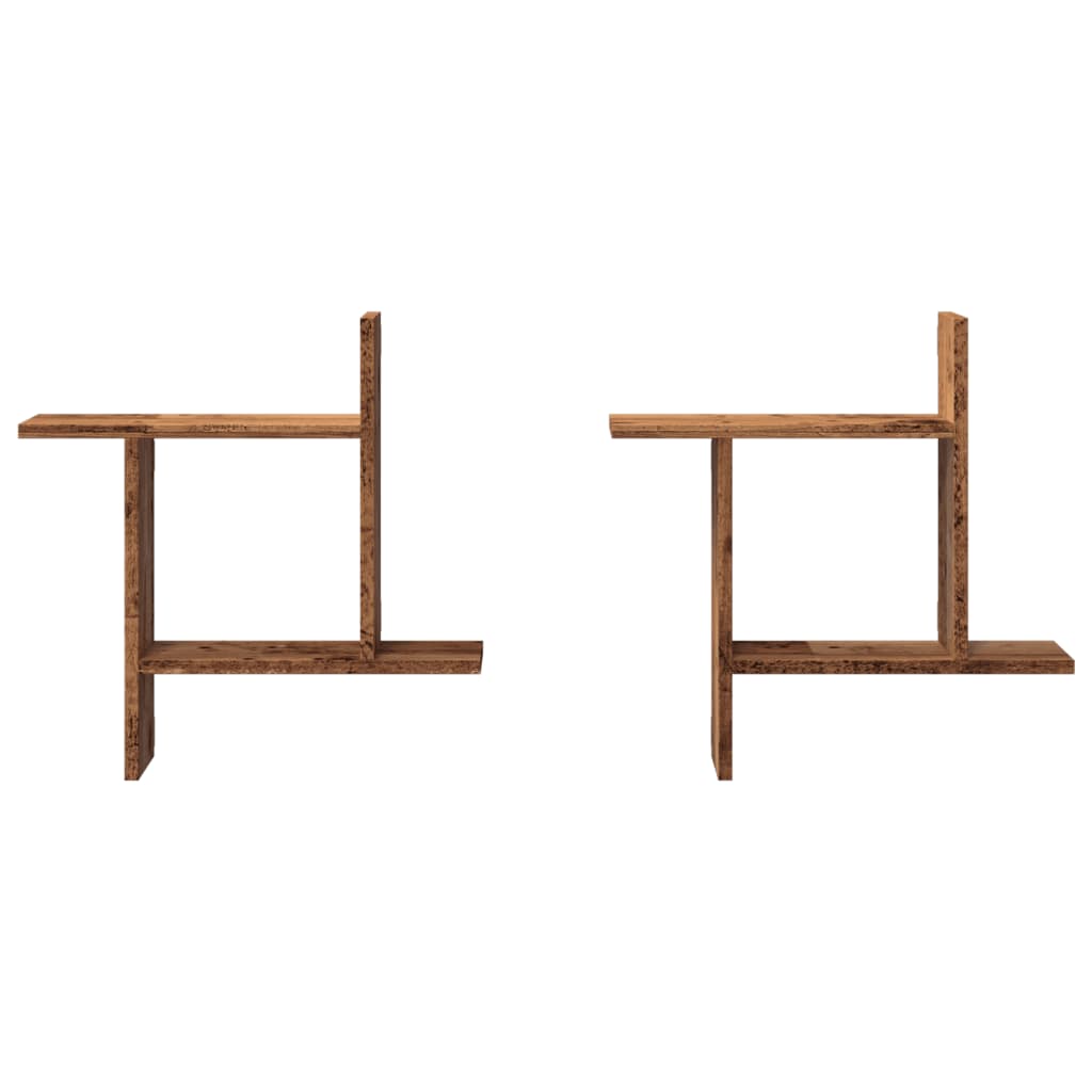 Prateleiras de parede 2 pcs derivados de madeira madeira velha - Image 3