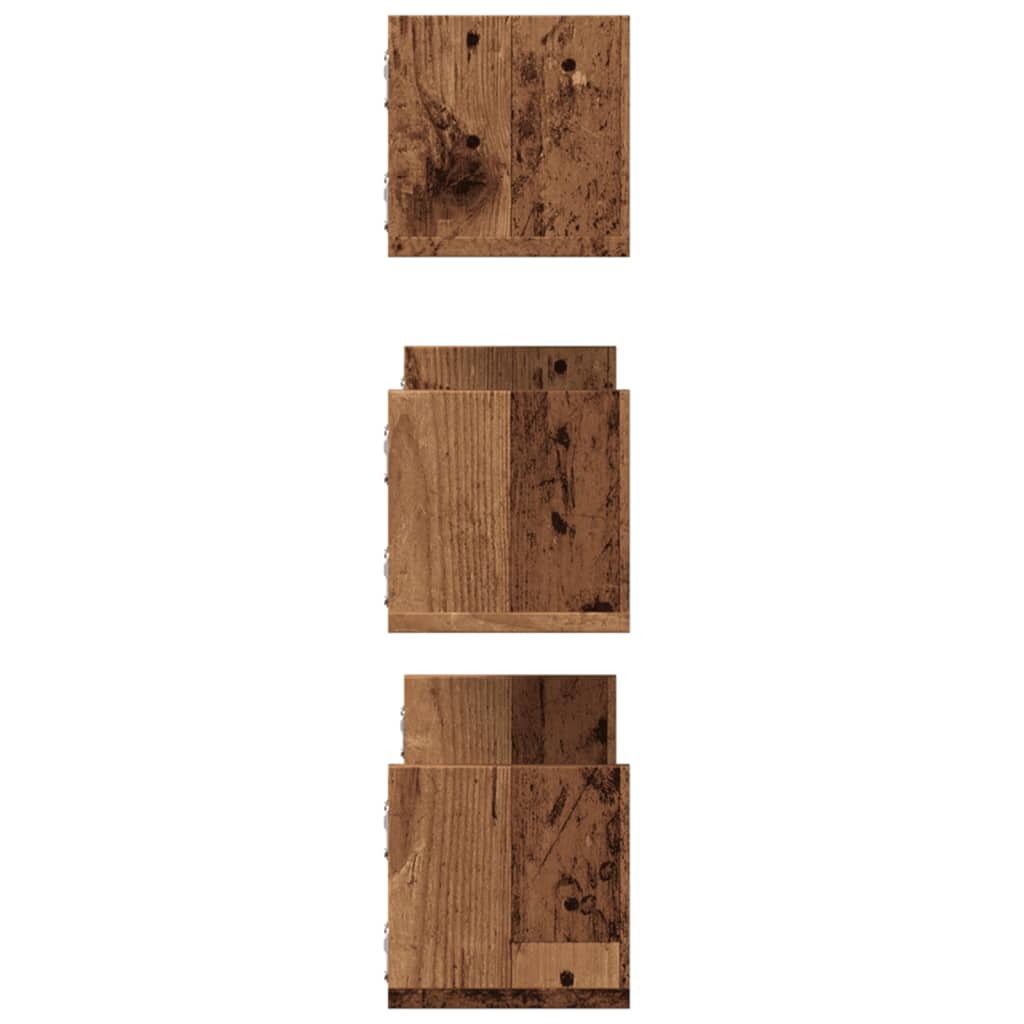 Prateleiras de parede 3 pcs derivados de madeira madeira velha - Image 4