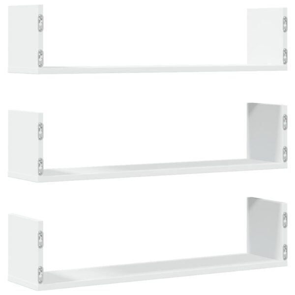 Prateleiras de parede 3 pcs 80x18x18cm derivados madeira branco - Image 5