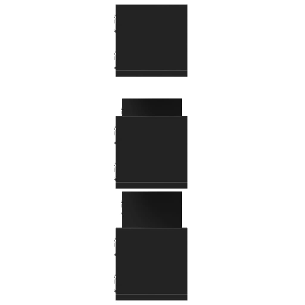 Prateleiras de parede 3 pcs 80x18x18 cm deriv. de madeira preto - Image 4