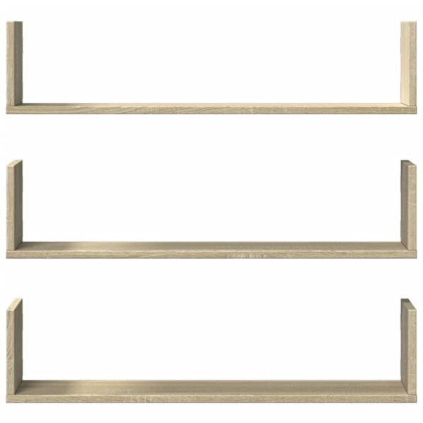 Prateleiras de parede 3 pcs derivados madeira carvalho sonoma - Image 3