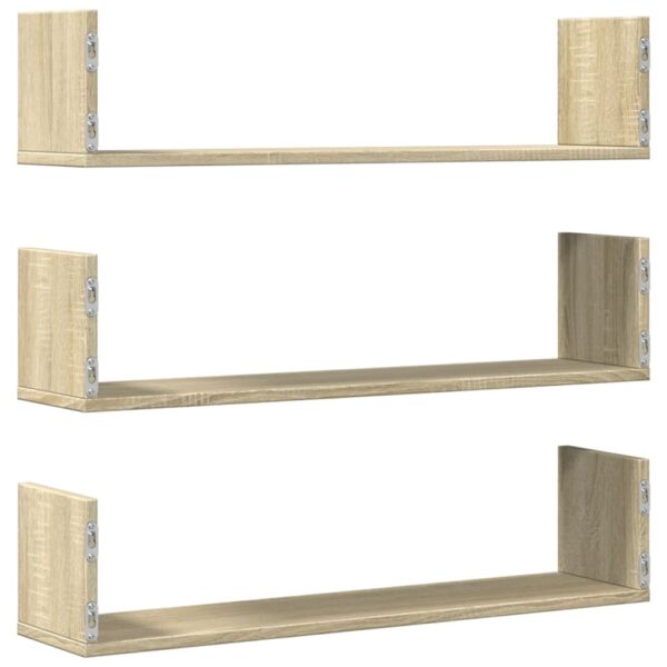 Prateleiras de parede 3 pcs derivados madeira carvalho sonoma - Image 5