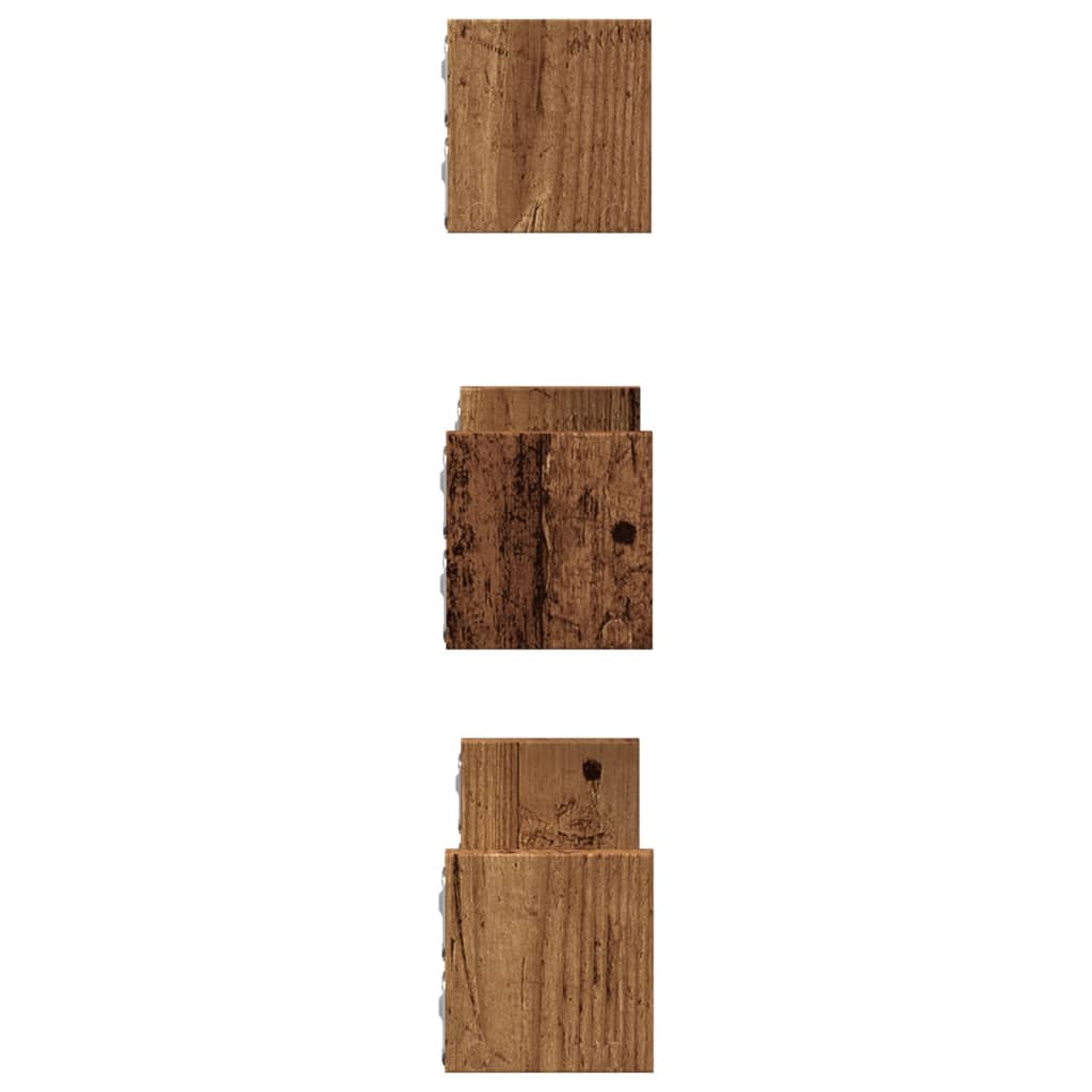 Prateleiras de parede 3 pcs derivados de madeira madeira velha - Image 4