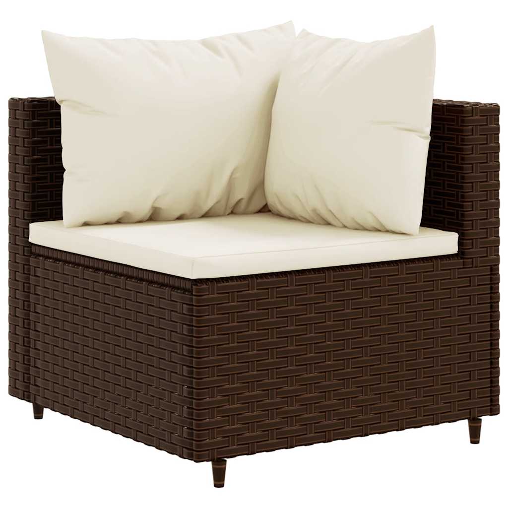 6 pcs conj. lounge jardim c/ almofadões 6 pcs vime PE castanho - Image 4