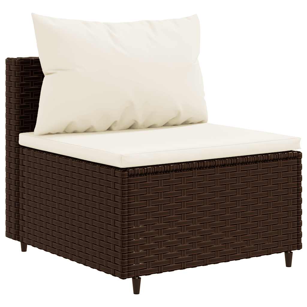 6 pcs conj. lounge jardim c/ almofadões 6 pcs vime PE castanho - Image 5