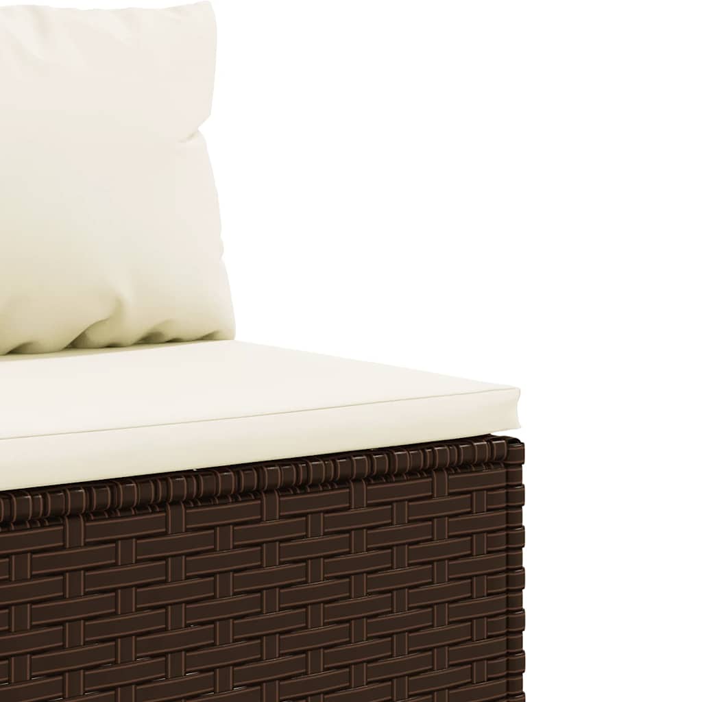 6 pcs conj. lounge jardim c/ almofadões 6 pcs vime PE castanho - Image 9
