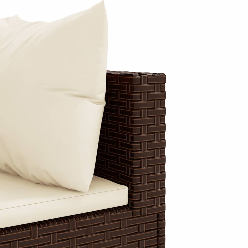 6 pcs conj. lounge jardim c/ almofadões 6 pcs vime PE castanho - Image 10