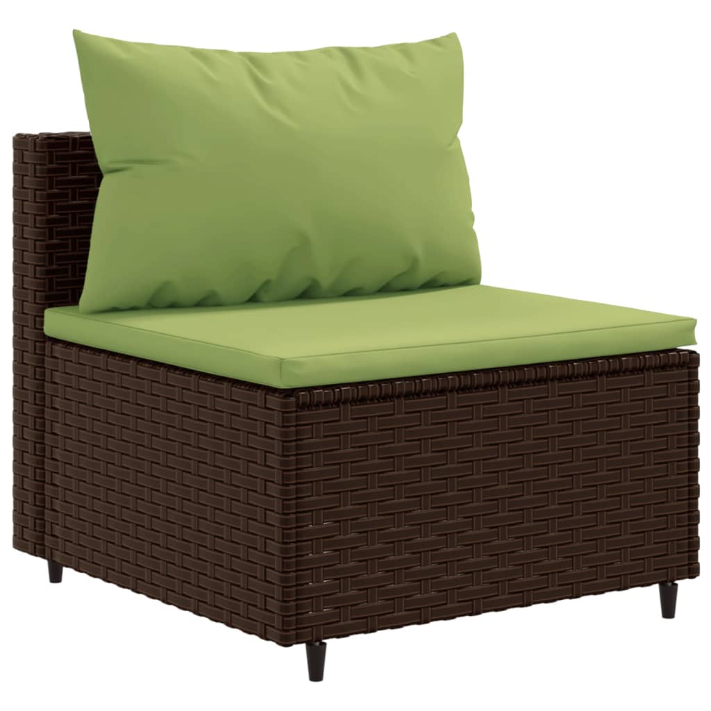5 pcs conjunto lounge jardim c/ almofadões vime PE castanho - Image 3