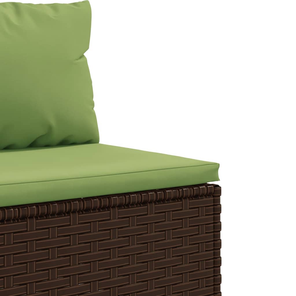 5 pcs conjunto lounge jardim c/ almofadões vime PE castanho - Image 6