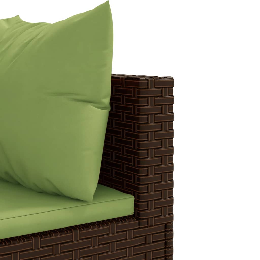 5 pcs conjunto lounge jardim c/ almofadões vime PE castanho - Image 7