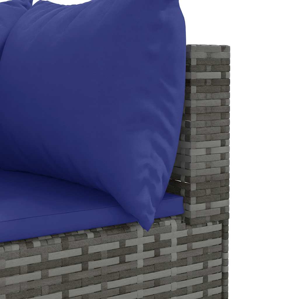 5 pcs conjunto lounge de jardim c/ almofadões vime PE cinzento - Image 5