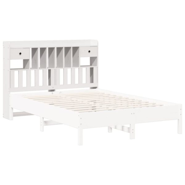 Cabeceira com arrumação 150 cm madeira de pinho maciça branco - Image 6