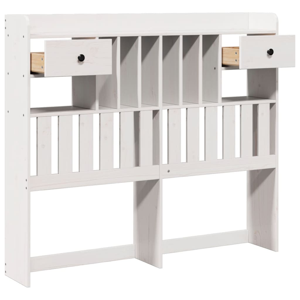 Cabeceira com arrumação 135 cm madeira de pinho maciça branco - Image 3