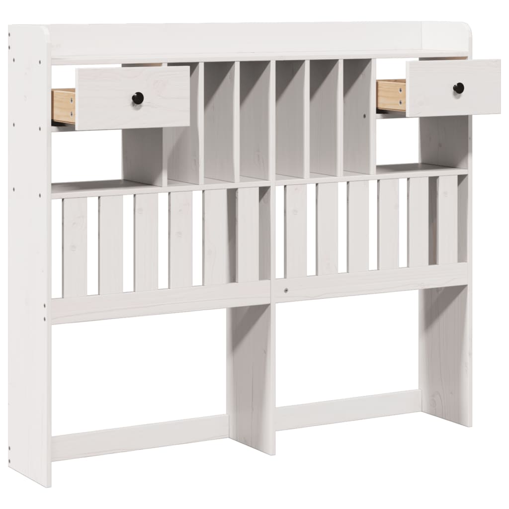 Cabeceira com arrumação 120 cm madeira de pinho maciça branco - Image 3