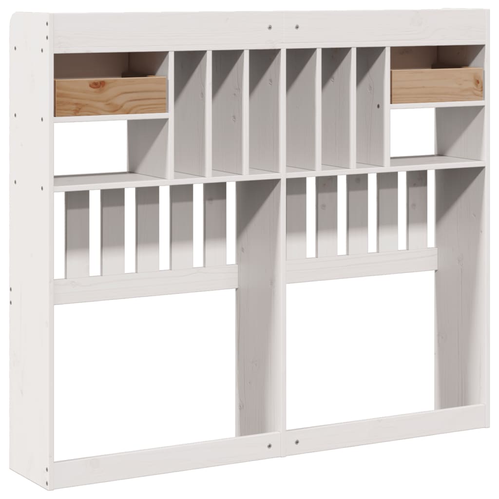 Cabeceira com arrumação 120 cm madeira de pinho maciça branco - Image 5