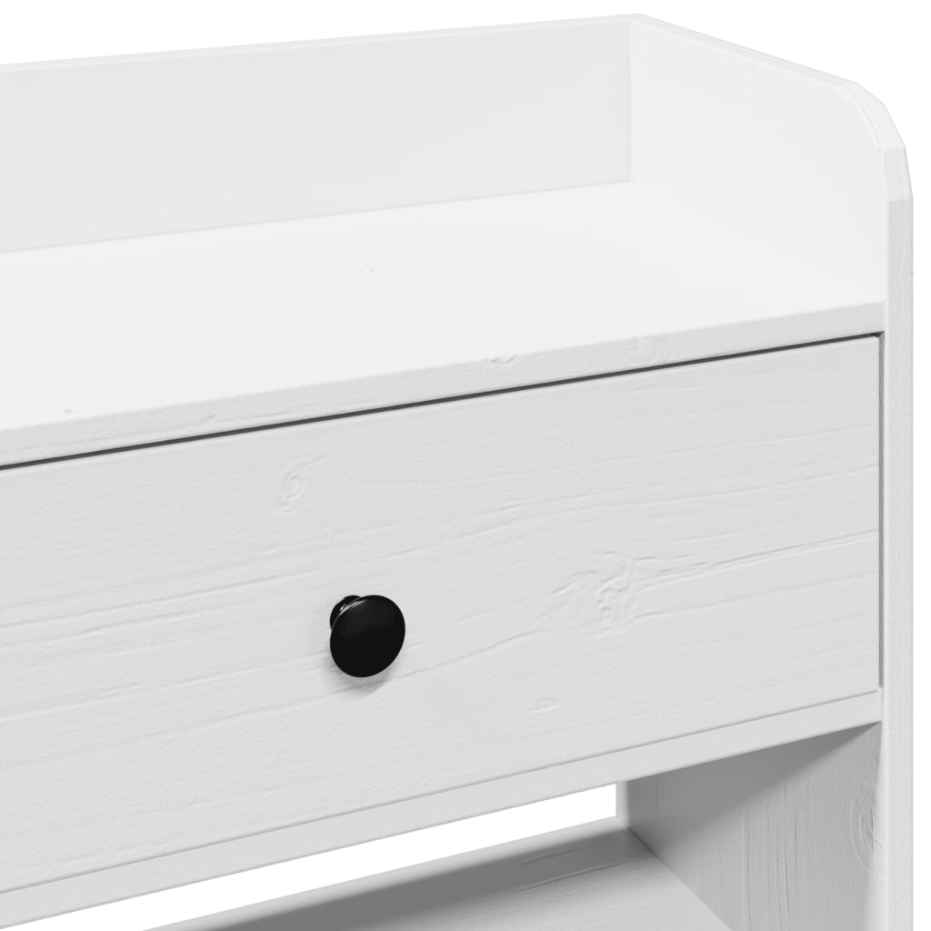 Cabeceira com arrumação 120 cm madeira de pinho maciça branco - Image 7