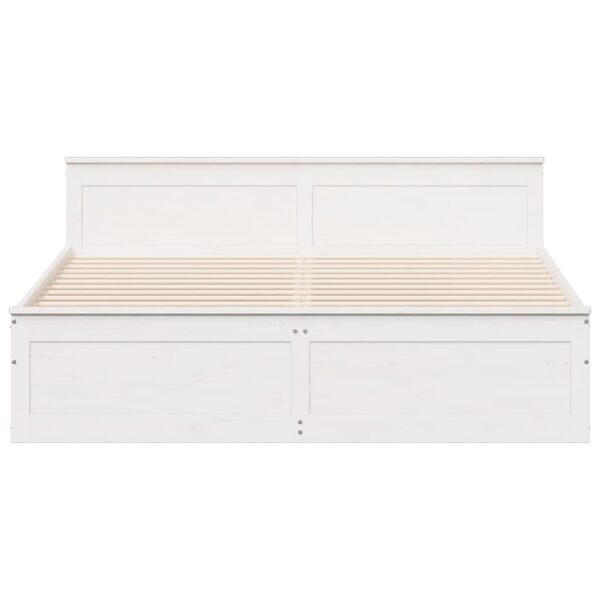 Cama sem colchão com cabeceira 200x200 cm pinho maciço branco - Image 3