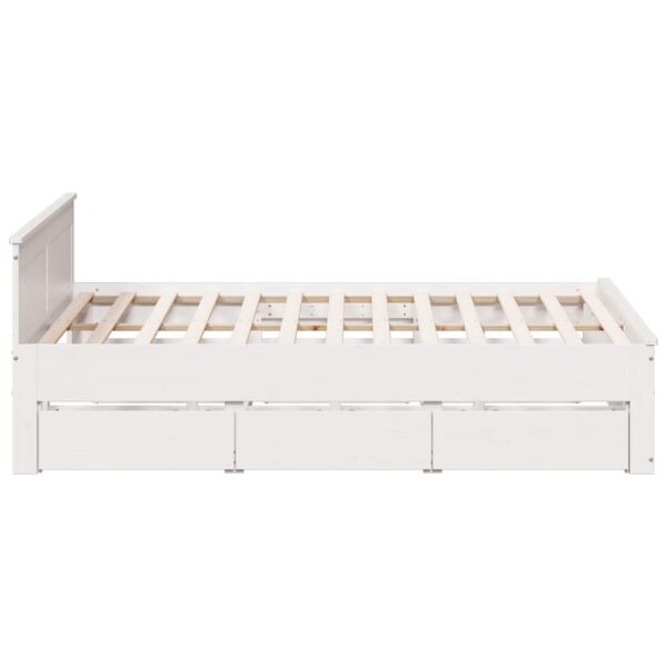 Cama sem colchão com cabeceira 200x200 cm pinho maciço branco - Image 4