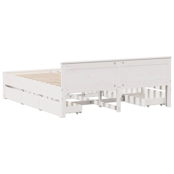 Cama sem colchão com cabeceira 200x200 cm pinho maciço branco - Image 5