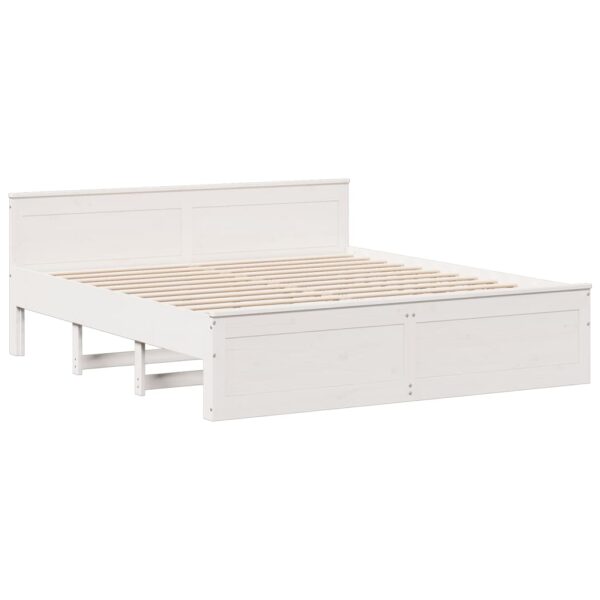 Cama sem colchão com cabeceira 200x200 cm pinho maciço branco - Image 6