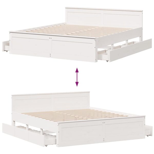 Cama sem colchão com cabeceira 200x200 cm pinho maciço branco - Image 9