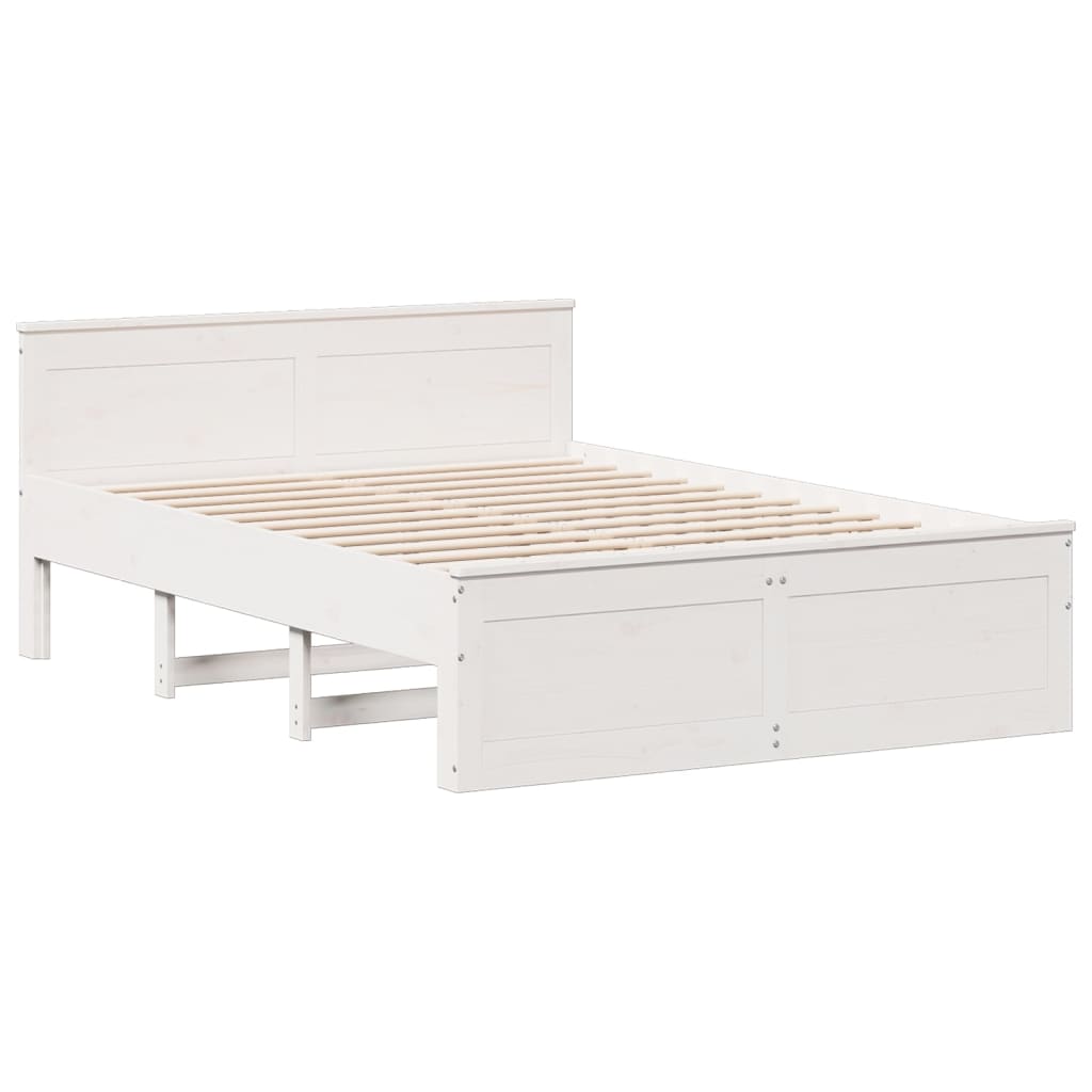 Cama sem colchão com cabeceira 160x200 cm pinho maciço branco - Image 6