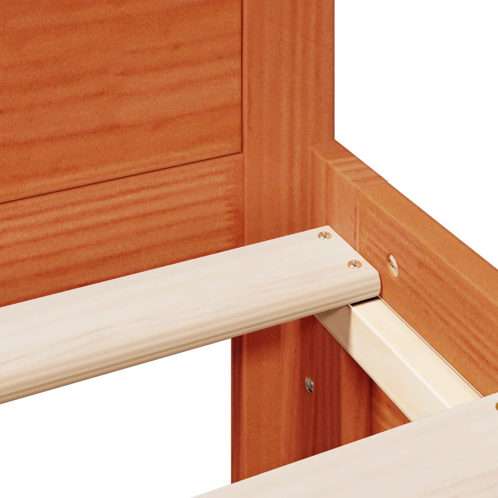 Cama sem colchão com cabeceira pinho maciço castanho-mel - Image 10