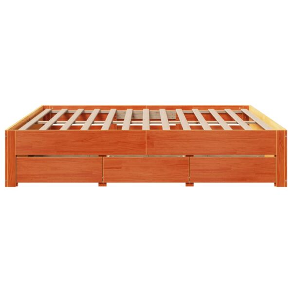 Cama sem colchão com gavetas madeira pinho maciça castanho-mel - Image 4