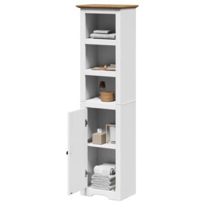 Armário de casa de banho BODO 44x30x160 cm branco e castanho