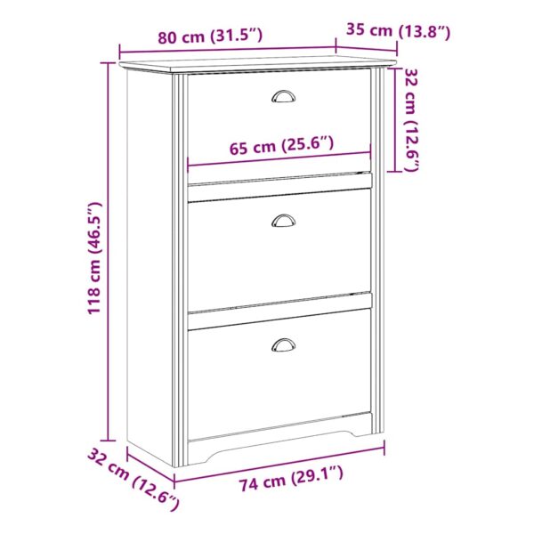 Sapateira BODO 80x35x118 cm branco e castanho - Image 8
